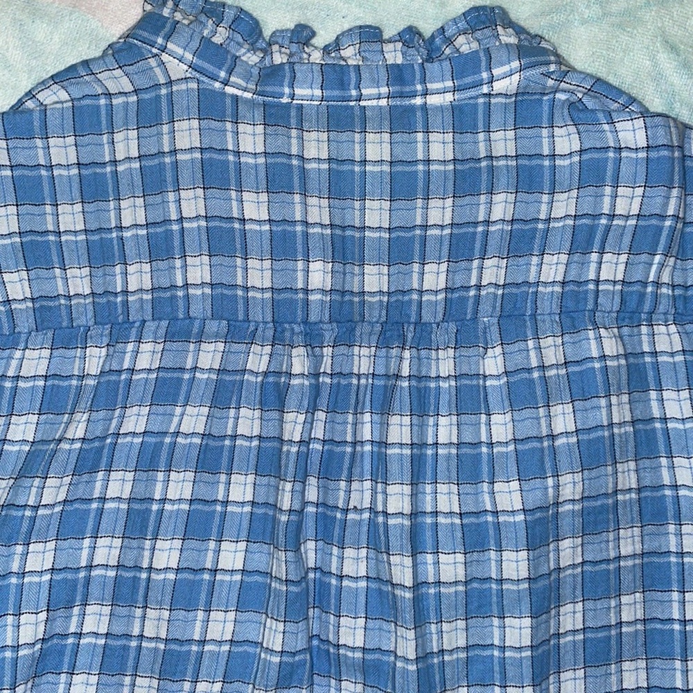 Loft Plaid Ruffle Button Down Blouse - image 4